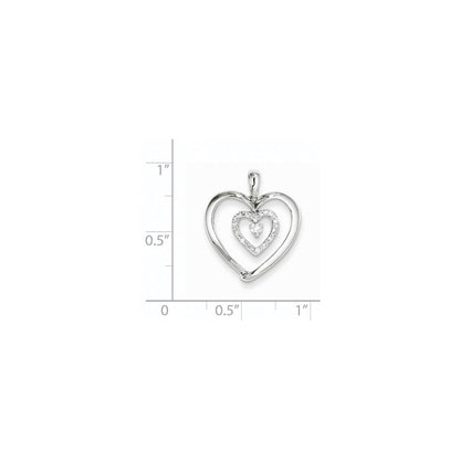 14K Weißgold Herz-Anhänger mit echten Diamanten, hängend