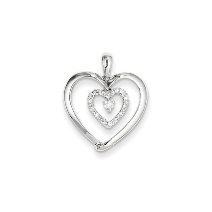 14K Weißgold Herz-Anhänger mit echten Diamanten, hängend
