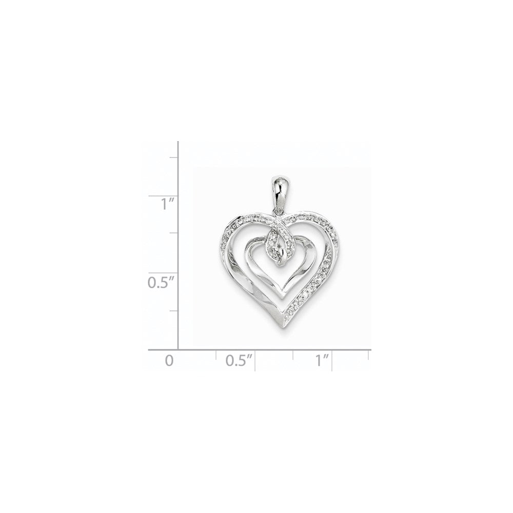 14K Weißgold Herzanhänger mit echten Diamanten