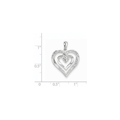 14K Weißgold Herzanhänger mit echten Diamanten