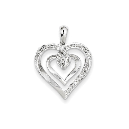 14K Weißgold Herzanhänger mit echten Diamanten