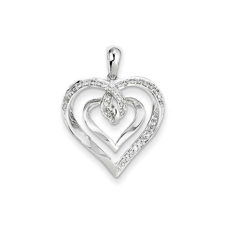 14K Weißgold Herzanhänger mit echten Diamanten