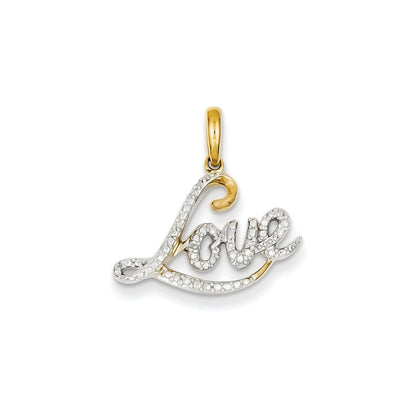Anhänger „Liebe" mit echtem Diamant aus 14K Gelbgold