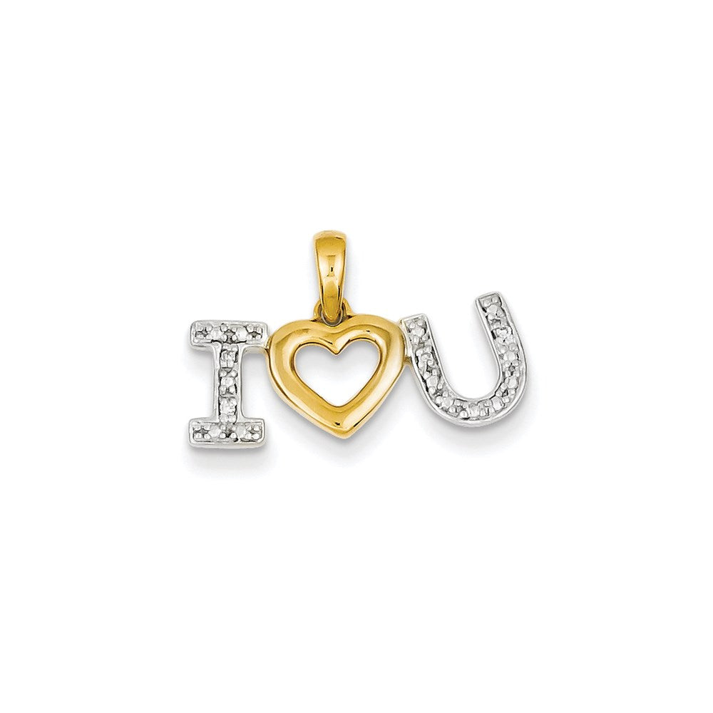 14K Gelbgold Echter Diamant „Ich liebe dich" Anhänger