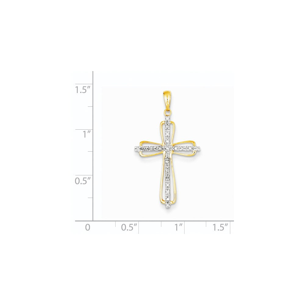 14K Gelbgold Kreuzanhänger mit echten Diamanten