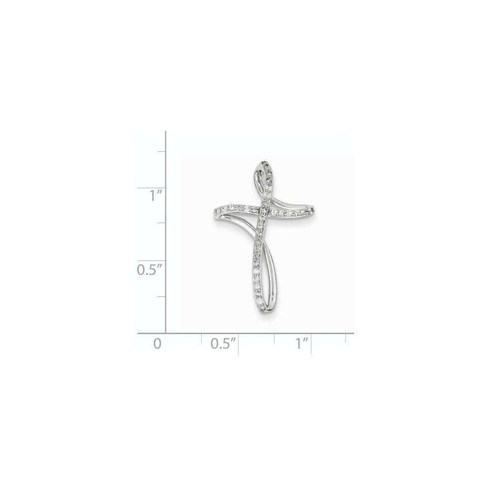 14K Weißgold & Echter Diamant Kreuz-Gleitanhänger