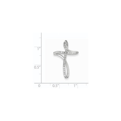 14K Weißgold & Echter Diamant Kreuz-Gleitanhänger