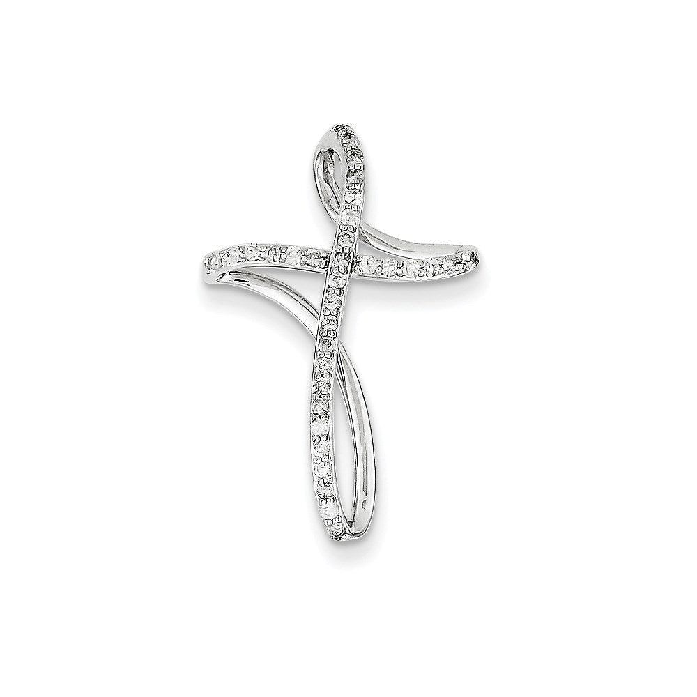 14K Weißgold & Echter Diamant Kreuz-Gleitanhänger