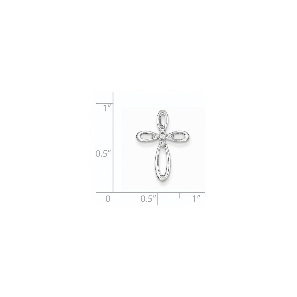 14K Weißgold & Echtdiamant-Kreuz-Gleitanhänger