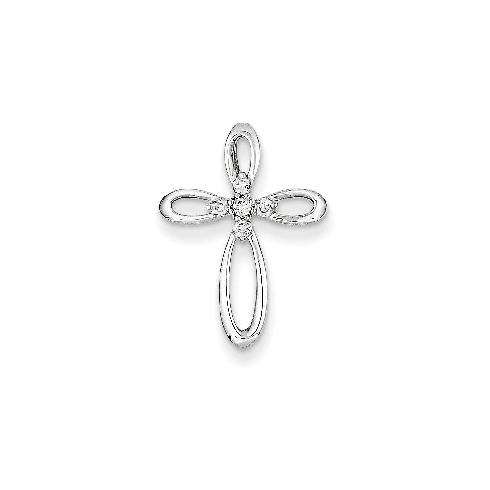 14K Weißgold & Echtdiamant-Kreuz-Gleitanhänger