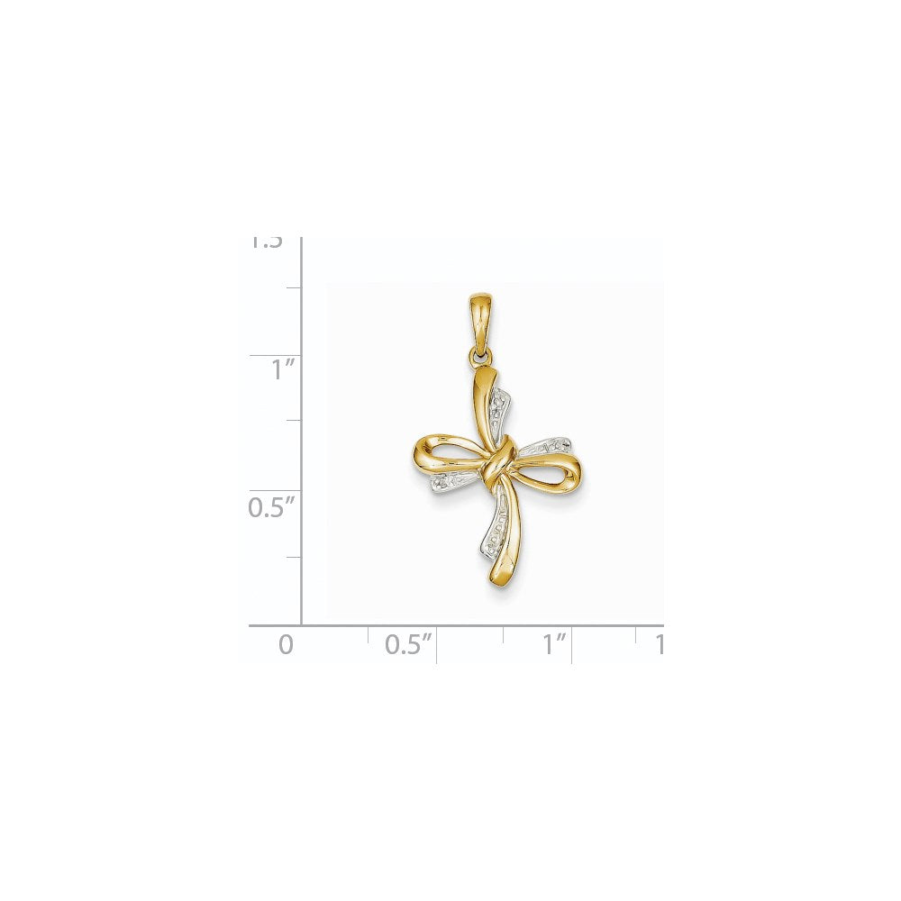 14K Gelbgold Kreuzanhänger mit echten Diamanten
