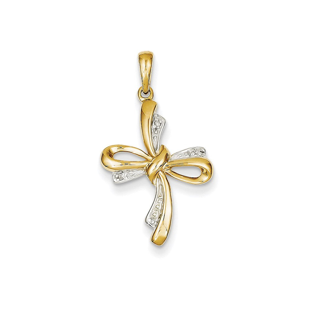 14K Gelbgold Kreuzanhänger mit echten Diamanten