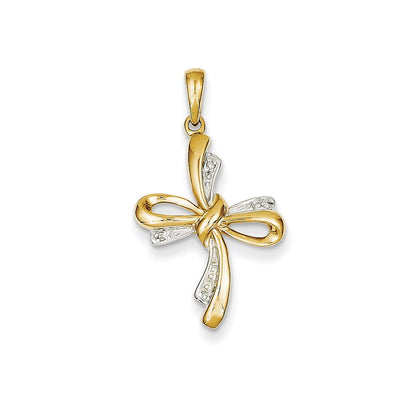 14K Gelbgold Kreuzanhänger mit echten Diamanten