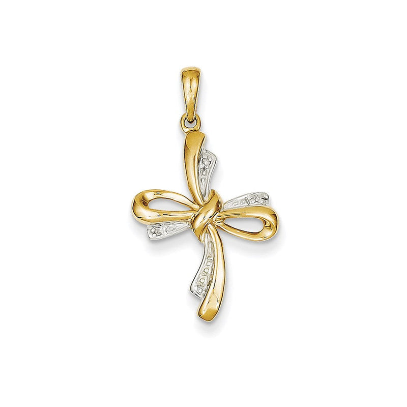 14K Gelbgold Kreuzanhänger mit echten Diamanten