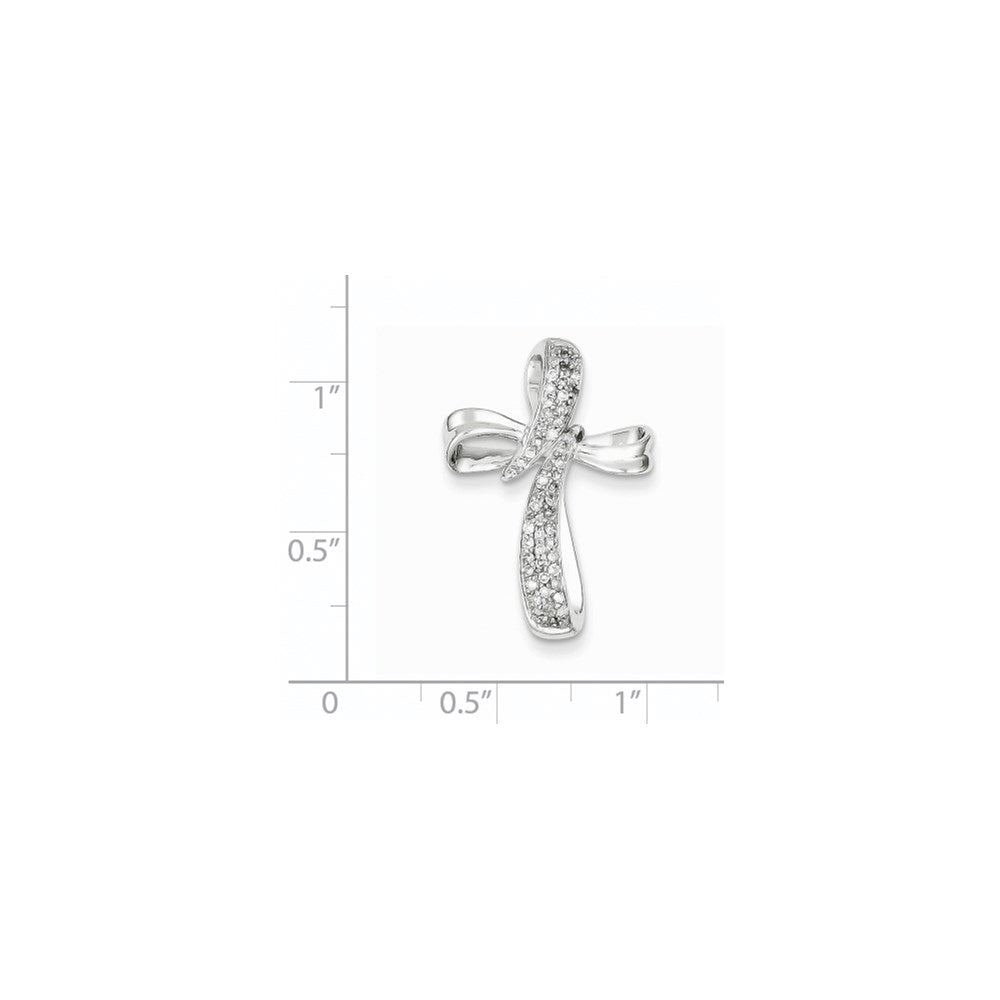 14K Weißgold Echtdiamant-Kreuzanhänger zum Gleiten