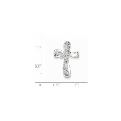 14K Weißgold Echtdiamant-Kreuzanhänger zum Gleiten