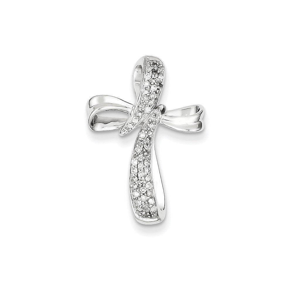 14K Weißgold Echtdiamant-Kreuzanhänger zum Gleiten