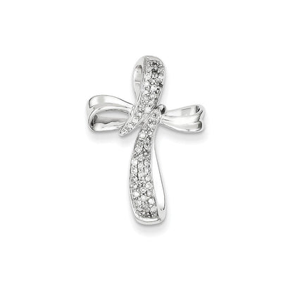 14K Weißgold Echtdiamant-Kreuzanhänger zum Gleiten