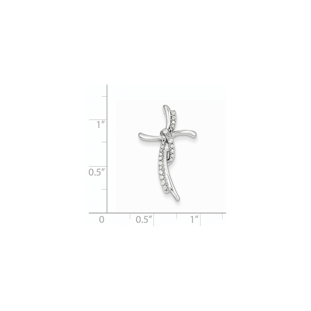 14K Weißgold Kreuzanhänger mit 0,15 ct. echtem Diamant, Gleitanhänger