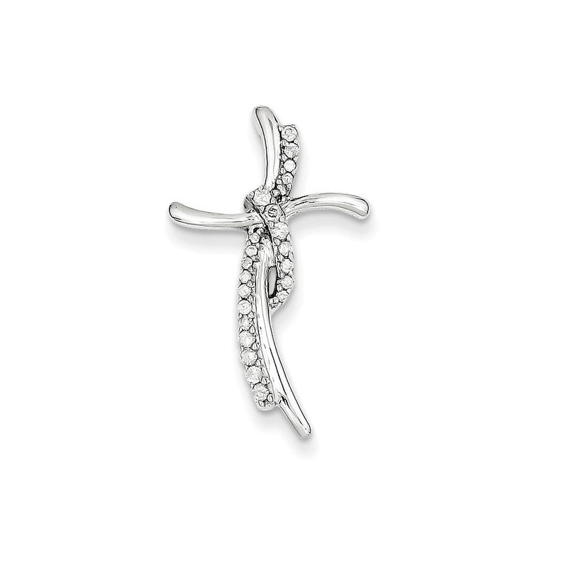 14K Weißgold Kreuzanhänger mit 0,15 ct. echtem Diamant, Gleitanhänger