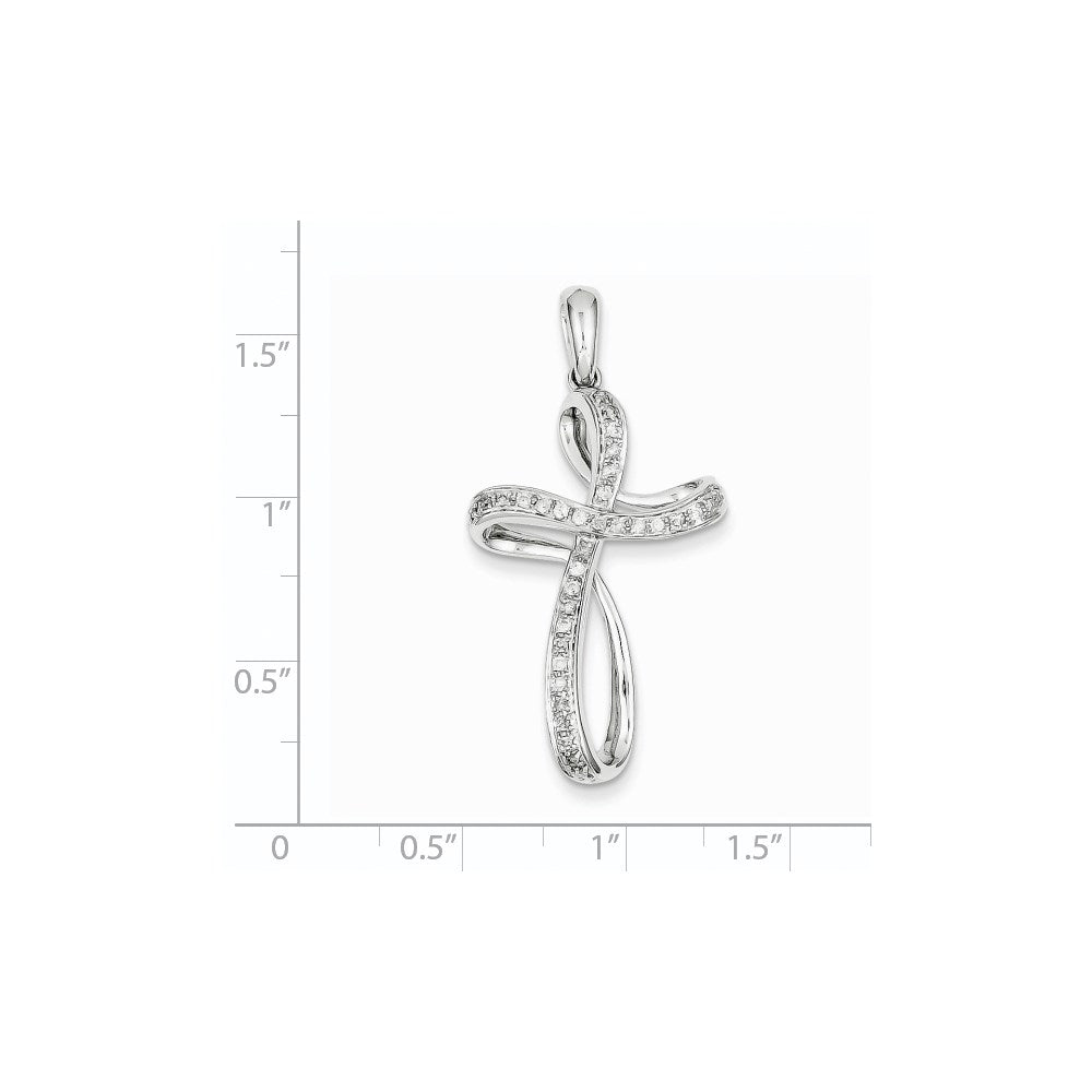 14K Weißgold Kreuz-Anhänger mit echten Diamanten