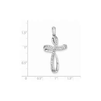14K Weißgold Kreuz-Anhänger mit echten Diamanten