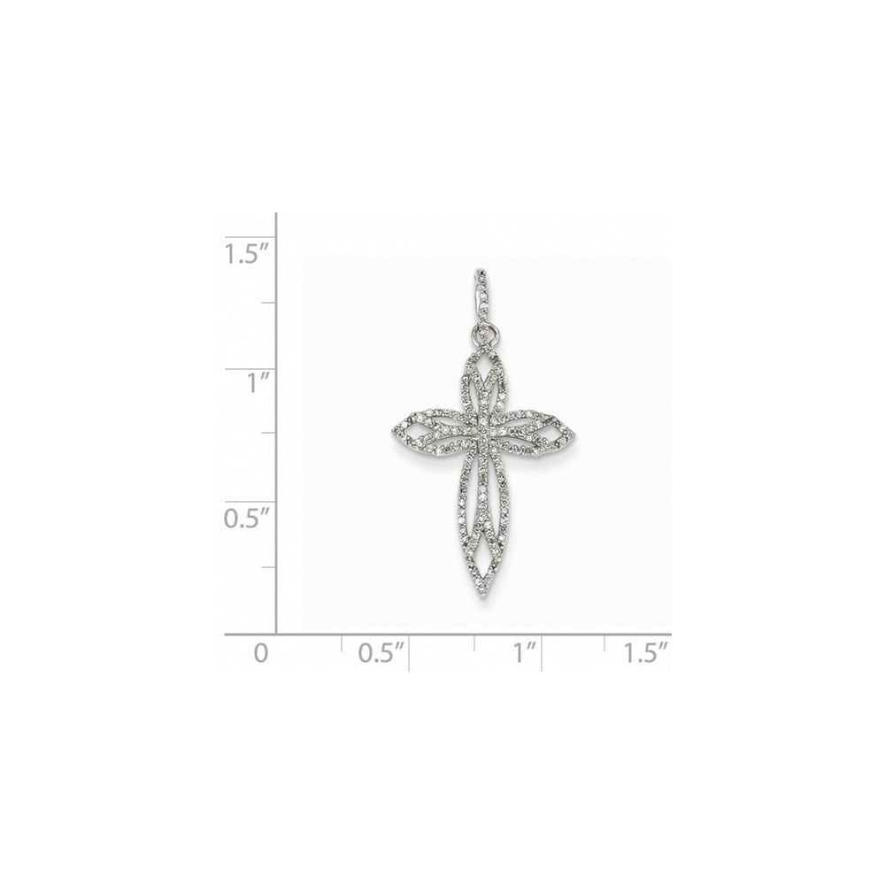 14K Weißgold Kreuzanhänger mit echtem Diamant