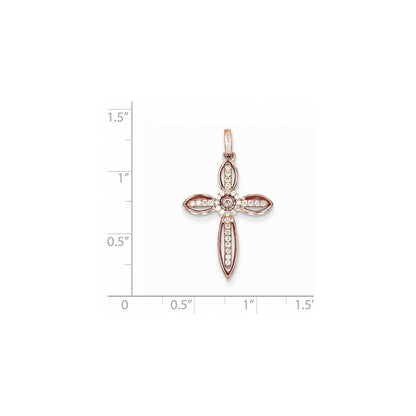 14K Roségold Echtdiamant-Kreuzanhänger