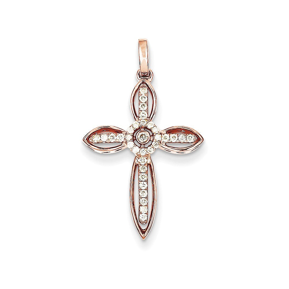 14K Roségold Echtdiamant-Kreuzanhänger