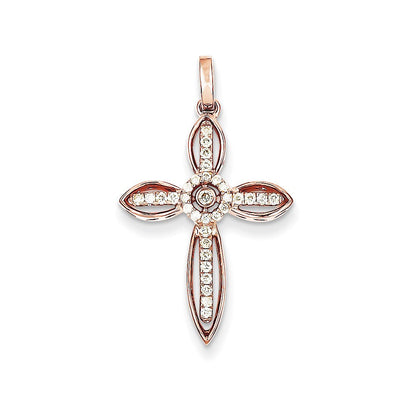 14K Roségold Echtdiamant-Kreuzanhänger