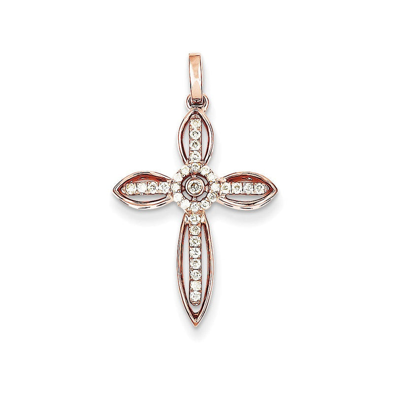 14K Roségold Echtdiamant-Kreuzanhänger