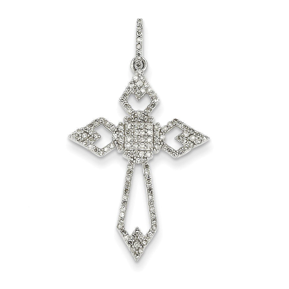 14K Weißgold Anhänger mit echtem Diamant
