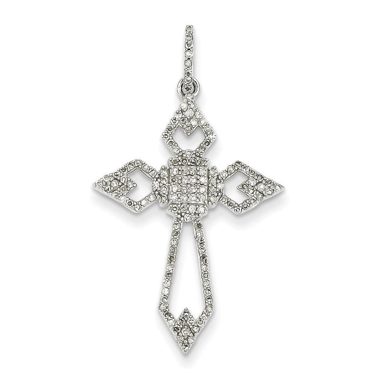 14K Weißgold Anhänger mit echtem Diamant