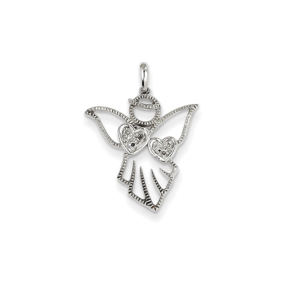 14K Weißgold Echtdiamant-Engelsanhänger