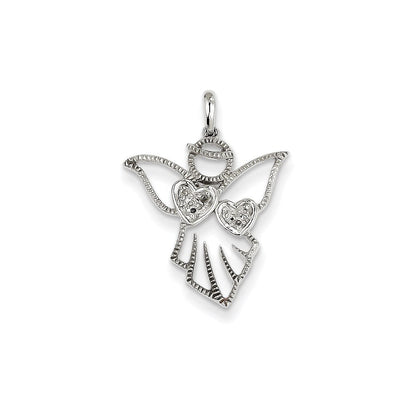 14K Weißgold Echtdiamant-Engelsanhänger