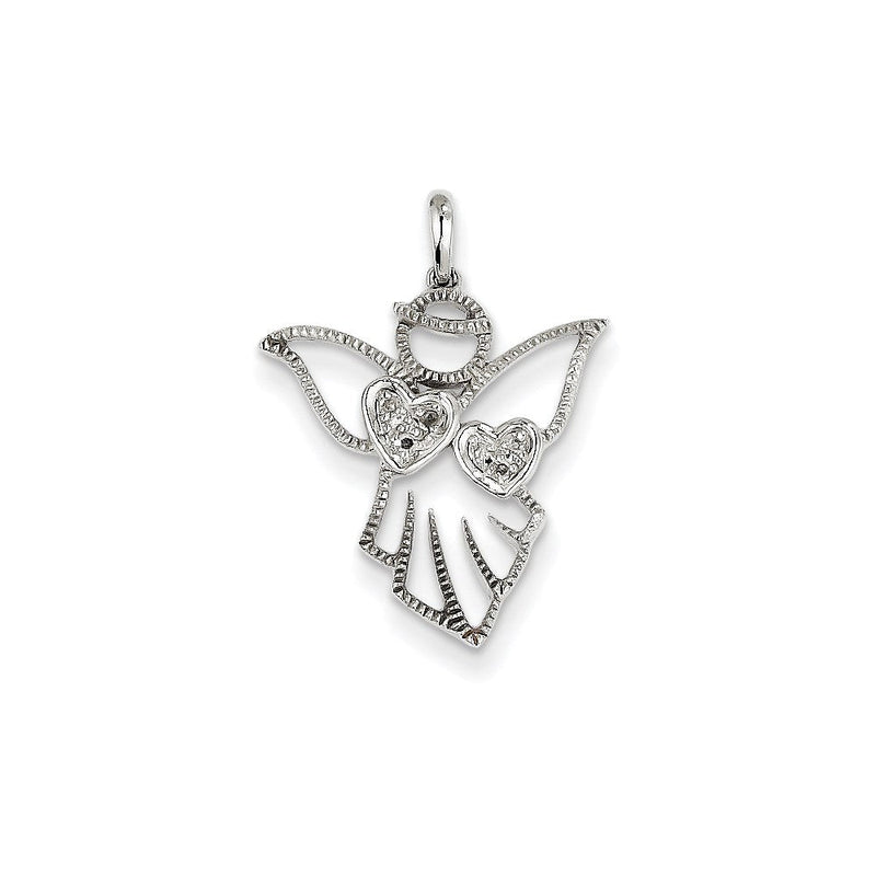 14K Weißgold Echtdiamant-Engelsanhänger