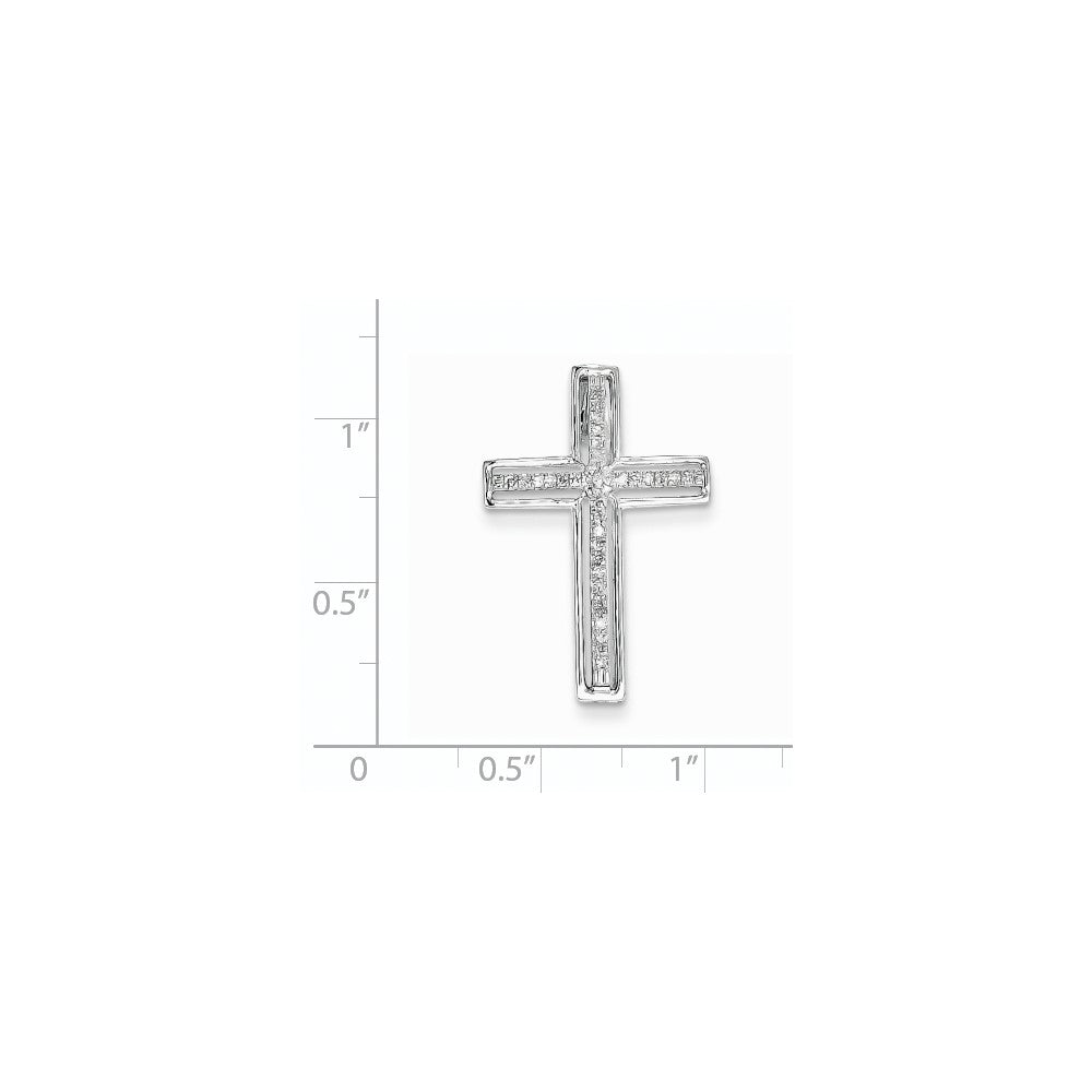 14K Weißgold Echtdiamant-Kreuz-Gleitanhänger