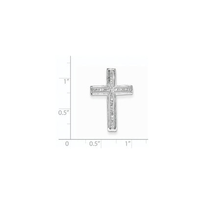 14K Weißgold Echtdiamant-Kreuz-Gleitanhänger