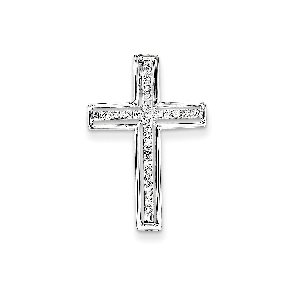 14K Weißgold Echtdiamant-Kreuz-Gleitanhänger