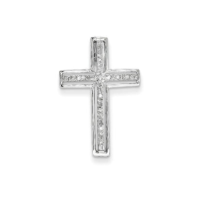 14K Weißgold Echtdiamant-Kreuz-Gleitanhänger
