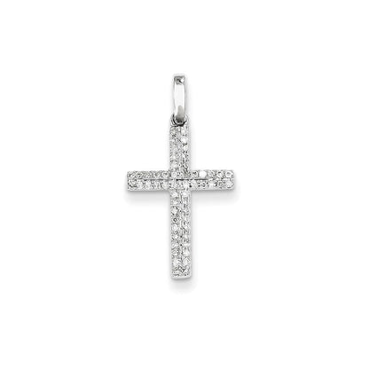 14K Weißgold Diamant-Kreuzanhänger, klein, echt