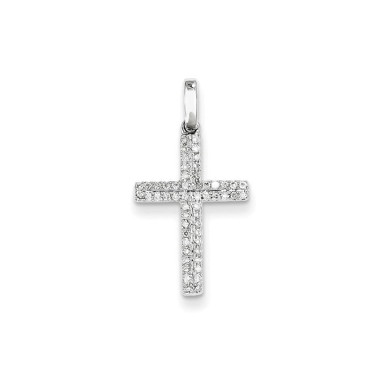 14K Weißgold Diamant-Kreuzanhänger, klein, echt