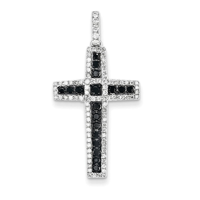 14K Weißgold Anhänger mit schwarzen und weißen echten Diamanten