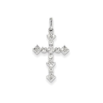 14K Weißgold Kreuzanhänger mit echten Diamanten