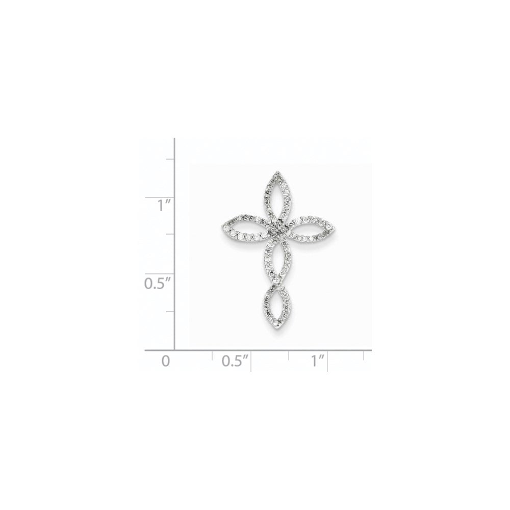 14 K Weißgold Kreuzanhänger mit echten Diamanten