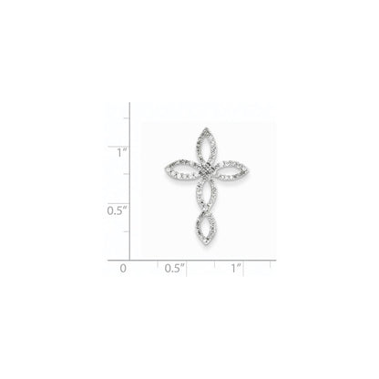 14 K Weißgold Kreuzanhänger mit echten Diamanten