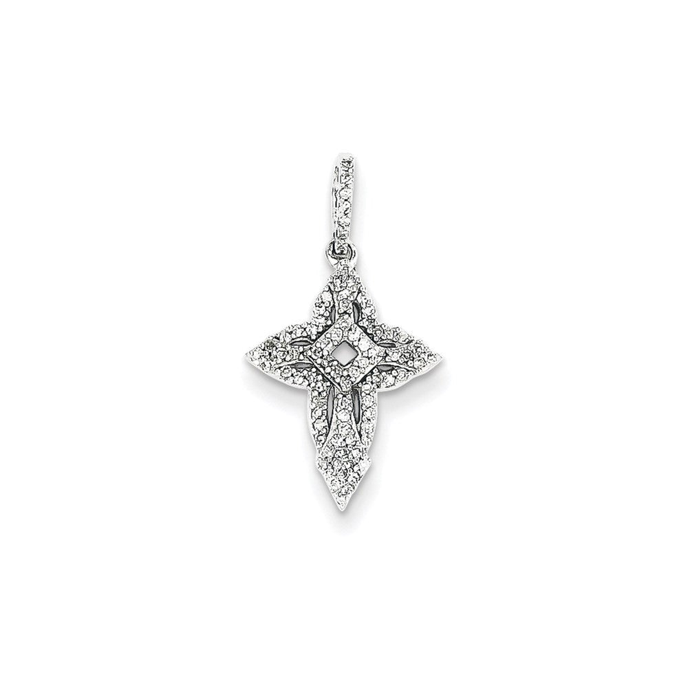 14K Weißgold Kreuzanhänger mit echten Diamanten