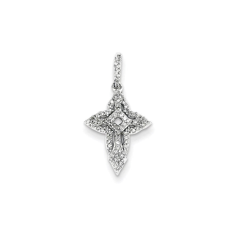 14K Weißgold Kreuzanhänger mit echten Diamanten