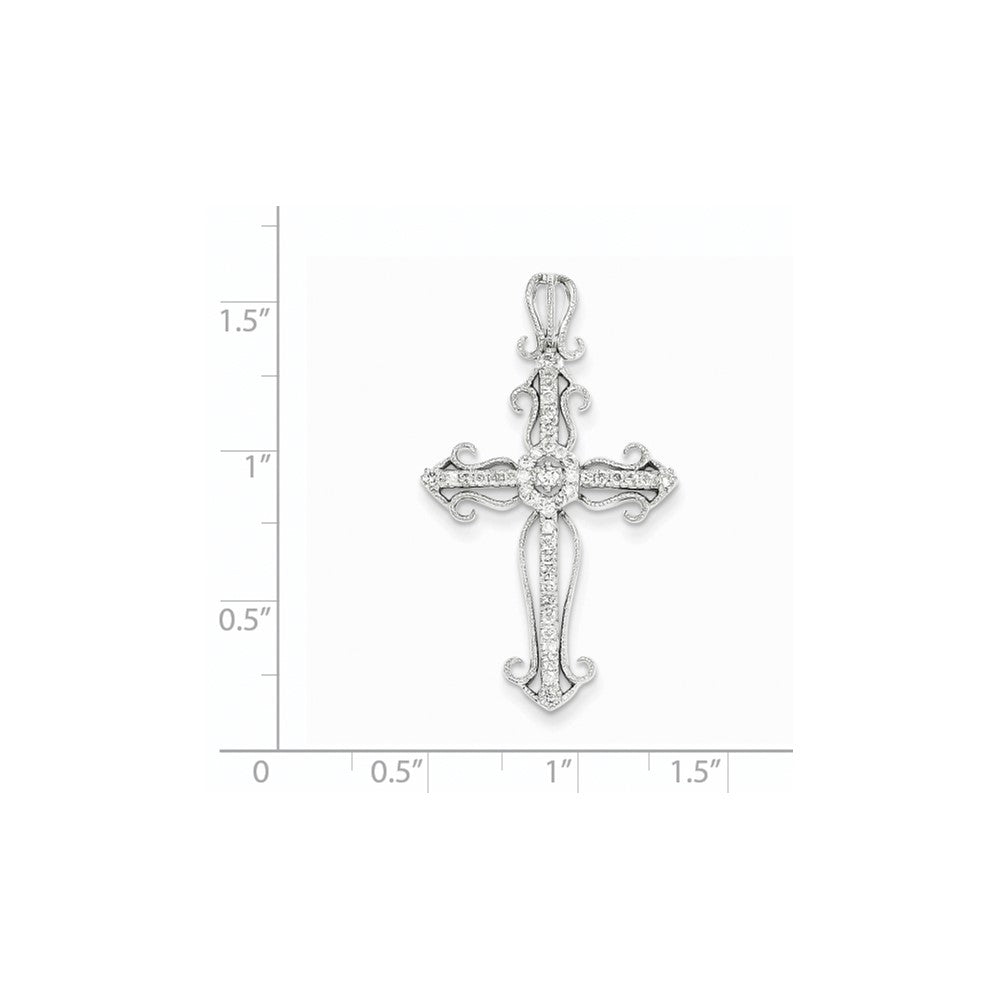 14K Weißgold Kreuzanhänger mit echten Diamanten