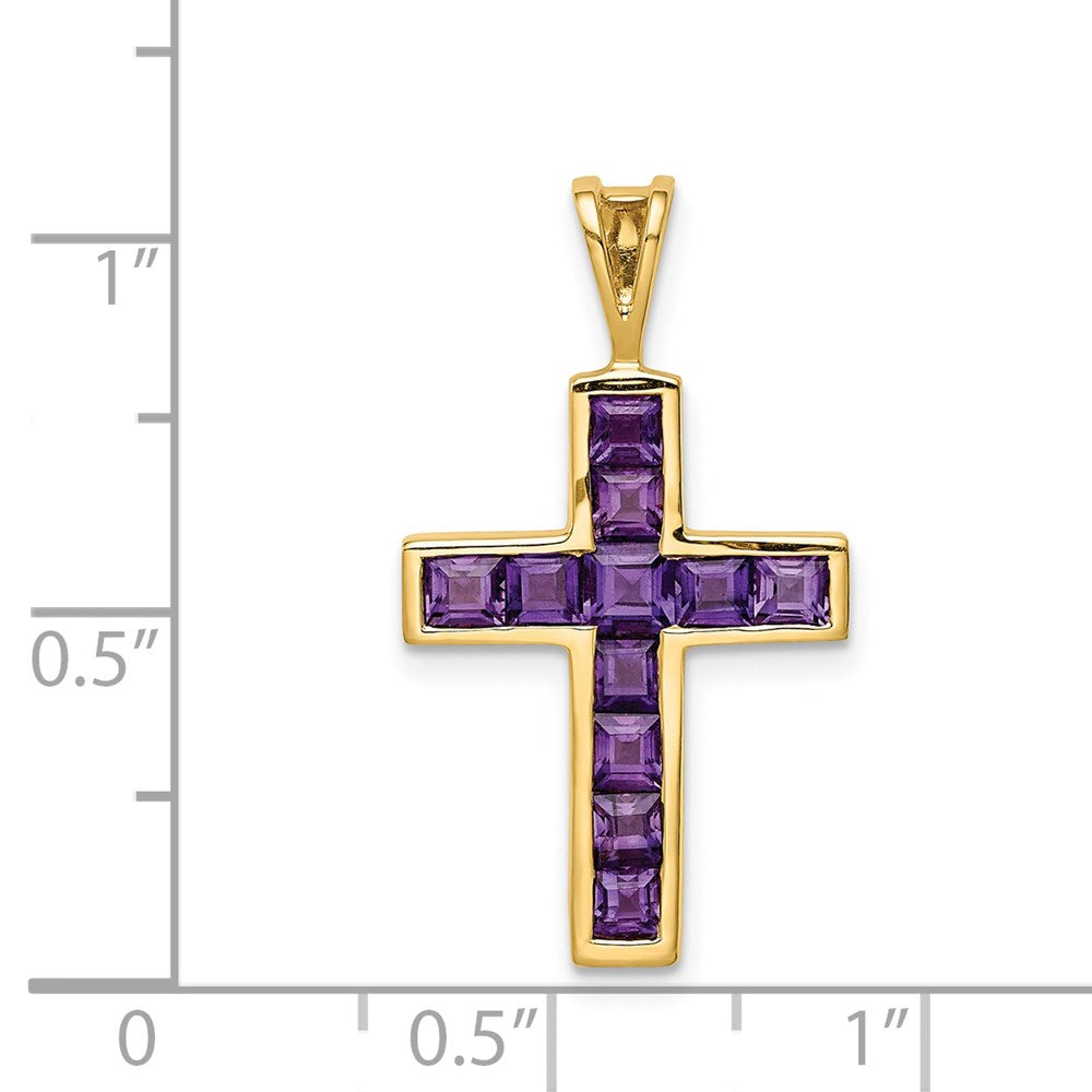 14K Gelbgold Amethyst-Kreuzanhänger